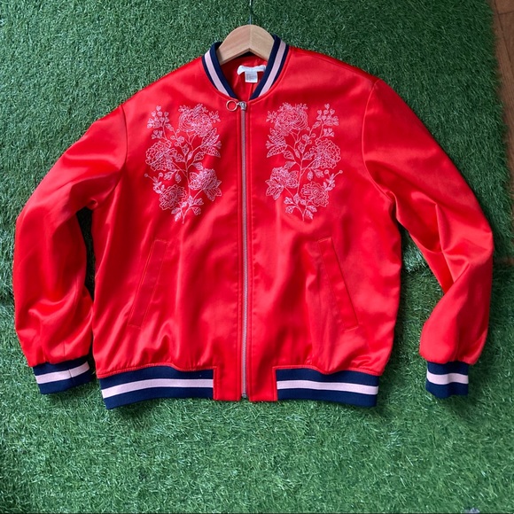 *HP* H&M, red satin bomber jacket, M - Picture 4 of 16